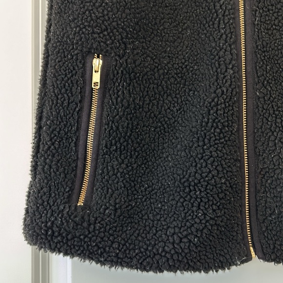 J Crew Mercantile Sherpa Vest Gold Zippers Fuzzy Cozy Warm XXS w MEASUREMENTS - Picture 6 of 13